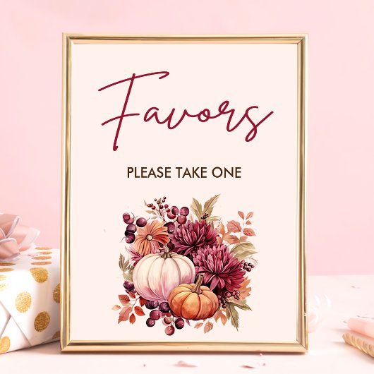 Poster Boho Fall Citrouille Faveurs Baby shower