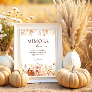 Poster Boho Fall Citrouille Fête des mariées Mimosa Bar