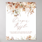 Poster Boho Fall Floral Baby shower Déchets Raffle (Devant)