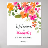 Poster Boho fall orange floral aquarelle bienvenue nuptia (Devant)