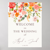 Poster Boho fall rustique fleurie chic accueil mariage (Devant)