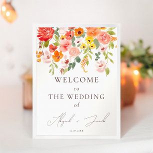 Poster Boho fall rustique fleurie chic accueil mariage