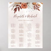 Poster Boho Fall Terracotta Fleurs Mariage Seating Chart (Devant)