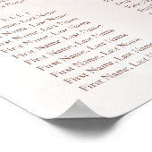 Poster Boho Fall Terracotta Fleurs Mariage Seating Chart (Coin)