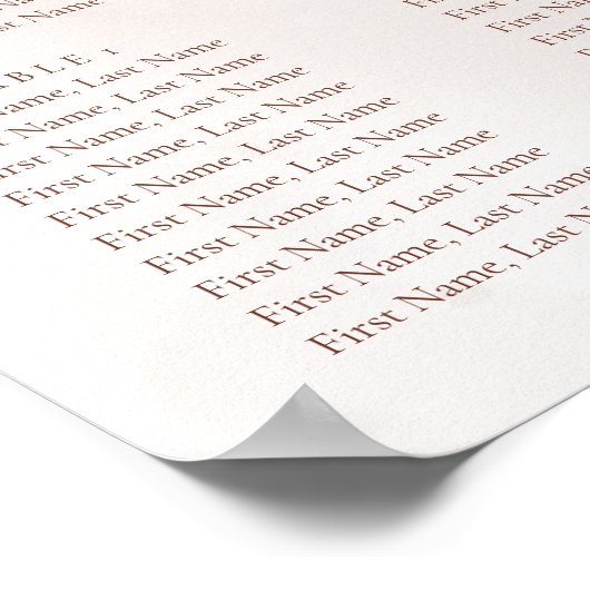 Poster Boho Fall Terracotta Fleurs Mariage Seating Chart (Coin)