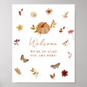 Poster Boho Fall Terracotta Pumpkin Bridal Welcome Sign (Devant)