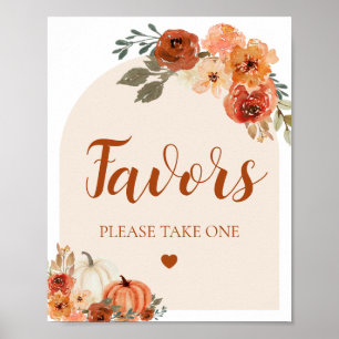 Poster Boho Fall Un Petit Baby shower Citrouille Faveurs