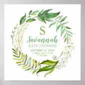 Poster Boho Feuilles personnalisés statistiques de naissa (Devant)