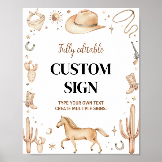 Poster Boho First Rodeo Anniversaire Table de fête (Devant)
