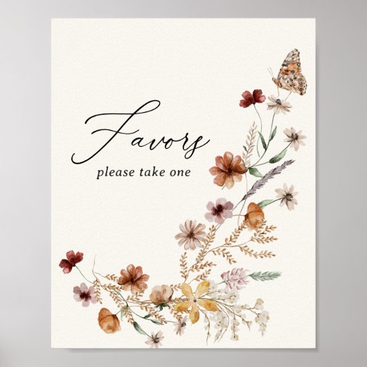 Poster Boho Fleur sauvage Fête des mariées Faveurs Signal (Devant)