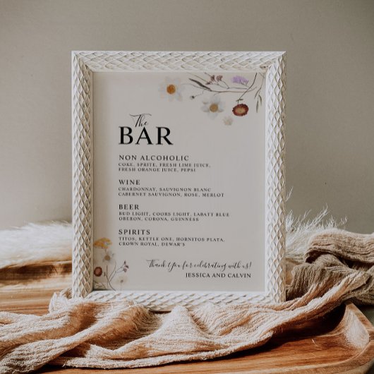 Poster Boho Fleur sauvage Le Bar Mariage Signal