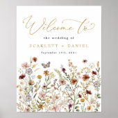 Poster Boho Fleur sauvage Mariage Jardin Fleurs Bienvenue (Devant)