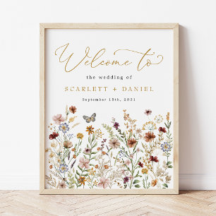 Poster Boho Fleur sauvage Mariage Jardin Fleurs Bienvenue
