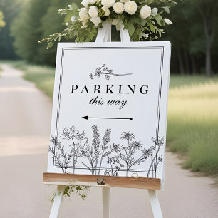 Poster Boho Fleur sauvage Mariage panneau de direction de