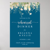 Poster Boho Fleur sauvage Marine Rehearer Dîner Bienvenue (Devant)