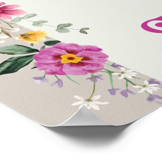 Poster Boho Fleur sauvage Meadow 3e anniversaire Bienvenu (Coin)