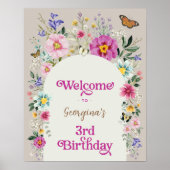 Poster Boho Fleur sauvage Meadow 3e anniversaire Bienvenu (Devant)