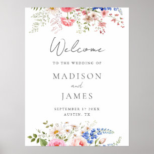 Poster Boho Fleur sauvage minimaliste Floral Welcome Mari