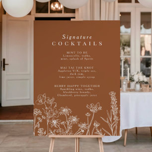 Poster Boho Fleur sauvage Signature Cocktail Menu Signe