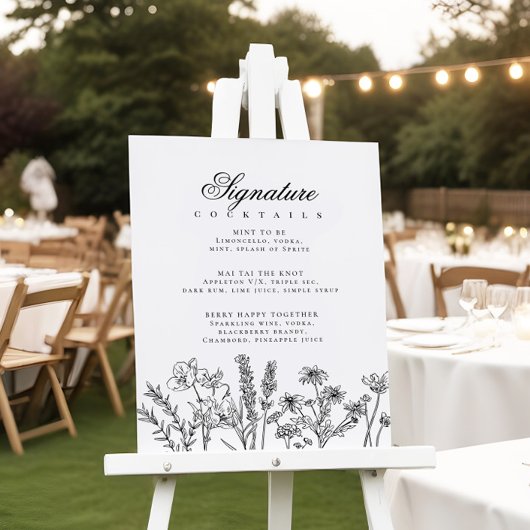 Poster Boho Fleur sauvage Signature Cocktail Menu Signe