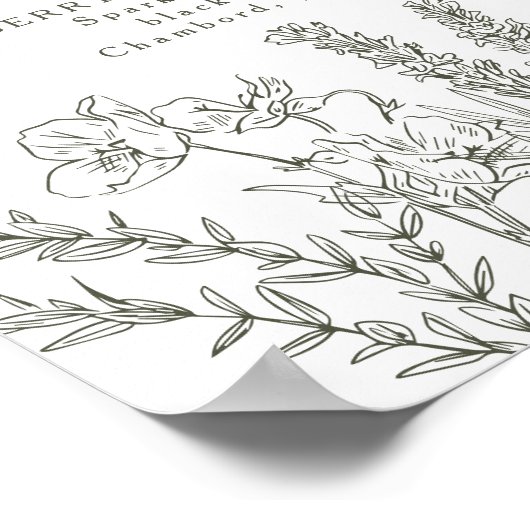 Poster Boho Fleur sauvage Signature Cocktail Menu Signe (Coin)