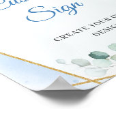 Poster Boho fleurs bleu clair eucalyptus Panneau personna (Coin)