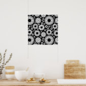 Poster Boho fleurs Motif floral vectoriel noir et blanc (Cuisine)
