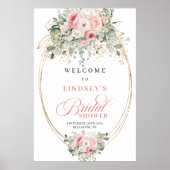 Poster Boho Fleurs Rose Poussiéreuses et Feuillage pour B (Devant)