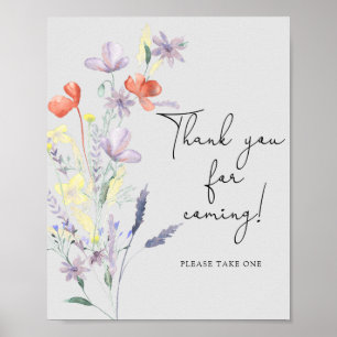 Poster Boho Fleurs sauvages \ Merci à venir