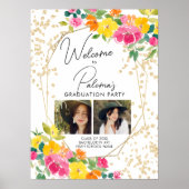 Poster Boho Floral Aquarelle 2 photo Graduation Bienvenue (Devant)