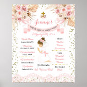 Poster Boho Floral Cross Girl First Communion Sign (Devant)