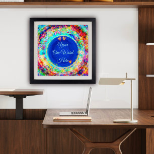 Poster Boho Floral Customisé Nom du devis Un mot