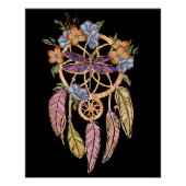 Poster Boho Floral Dreamcatcher avec libellule (Devant)