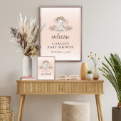 Poster Boho Floral Elephant Baby shower Invité Livre Sign