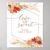 Poster Boho Floral Fête des mariées Love Is Sweet Sign (Devant)