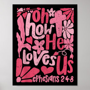 Poster Boho Floral Jésus Christian Valentines Oh Comment