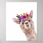 Poster Boho Floral Lama Alpaca Garderie Enfant (Devant)