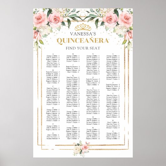 Poster Boho floral or quinceanera alphabétique (Devant)