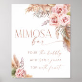 Poster Boho Floral Pampas Rose Gold Mimosa Bar (Devant)