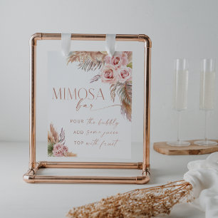 Poster Boho Floral Pampas Rose Gold Mimosa Bar