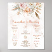 Poster Boho Floral Rustique Onederday Milestone (Devant)