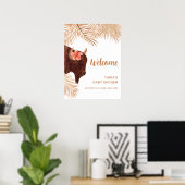 Poster Boho Floral Saint-Vache Baby shower Bienvenue (Bureau à domicile)