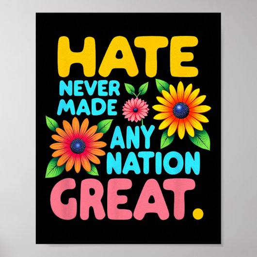 Poster Boho Floral Style Haine N'A Jamais Fait Une Nation (Devant)