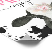 Poster Boho Floral Vache Vache Imprimer Signal alimentair (Coin)