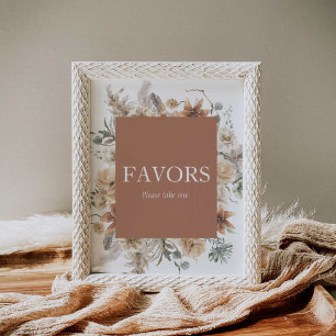 Poster Boho Floral Wedding Faveurs Signer Imprimer