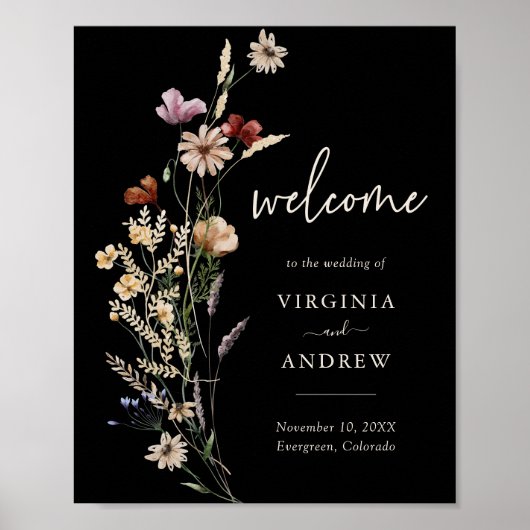 Poster Boho Floral Welcome Wedding (Devant)