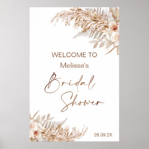 Poster Boho Floral with Pampas Fern Welcome Bridal Shower