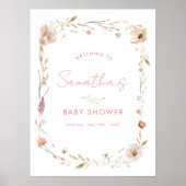 Poster Boho Flower Baby Shower Welcome (Devant)