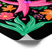 Poster Boho Flower Coquette Bow Conscience du cancer du s (Coin)