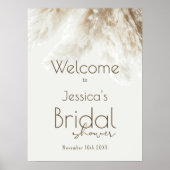 Poster Boho Fluffy Pampas Fête des mariées en herbe Bienv (Devant)